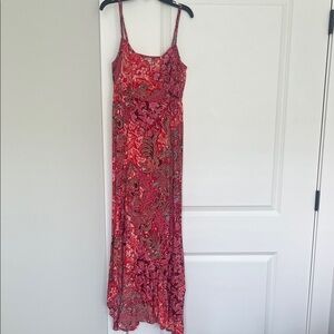 Free People Vibrant Red Floral Maxi Dress